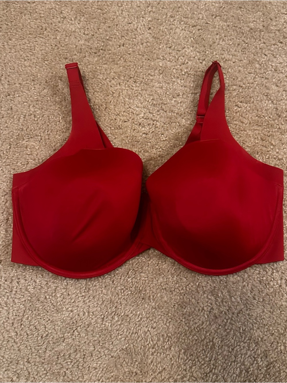 Cacique Red Lightly Lined Balconette Bra 40G Underwire Smooth Comfort 1140145